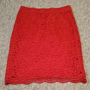 Elle Red Lace Pencil Skirt